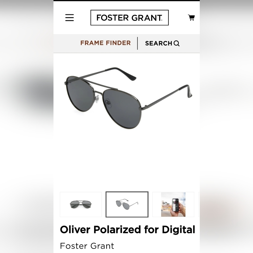 NWT Foster‎ Grant Mens Black Aviator Polarized Sunglasses